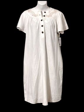 Sonoma Linen Blend Cream Color MIDI Peasant Dress Sz S
